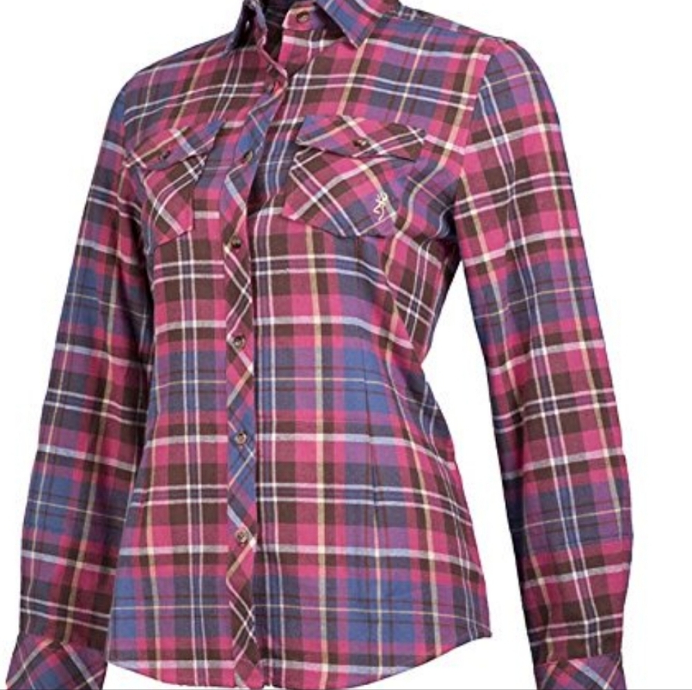 Browning Women's Flannel Button-Up Shirt | Size Medium | Pink Plaid